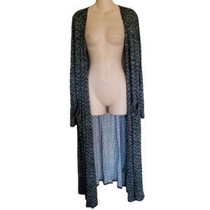 LulaRoe Sarah Long Sleeve Open Front Duster Green Black Size Women's Large
